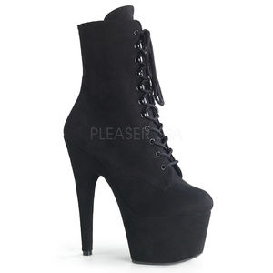 Suede Platform Lace Up High Heel Ankle Boots